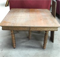 Antique Oak Five Legged Table With One Leaf