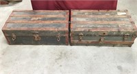 Two Antique Trunks Wood/Metal