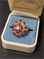 Vintage 14k Gold Rubies & Diamond Ring Stunning