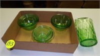 Green Depression Nesting Bowls and Pitchers