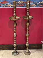 Pr Tall Brass Candle Holders
