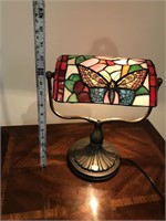 Leaded Stained Glass Dragon Fly Bankers Lamp
