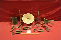 Large Antique Lot of Vintage Green Kitchen Ware