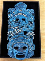 Mayan Mask Blue/Turquoise Wall Plaque Art