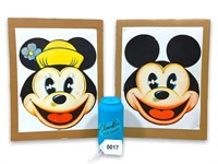 VTG Mickey & Minnie Face Masks Lithograph Prints