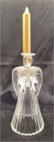 Pressed glass angel candle holder.  7"