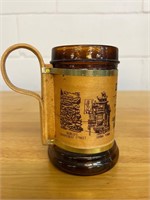 Vtg San Francisco Souvenir Mug Wood Amber Glass