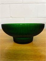 Hoosier Vintage Emerald Pedestal Bowl 4054 Ribbed