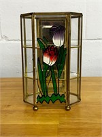 Vintage Footed Brass Glass Mini Display Cabinet