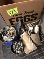 GLOVES, HEAVY WASHERS, BOLTS, APRONS