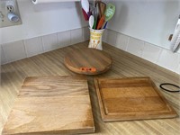 Wooden Lazy Susan, two wooden cutting boards and