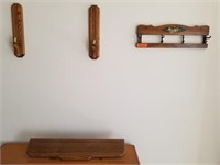 Wooden Coat Hanger, (2) Wooden Valances, and