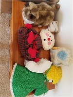 Homemade dolls, stuffed animal cat, (3) pairs