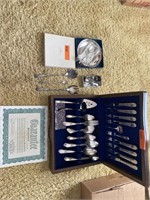 Lot of silver plated silverware and plate wm