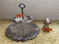 Lot of silver colored dinner platter and silver