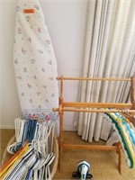 Wooden Quilt Rack, Ironing Board, Laundry Basket,