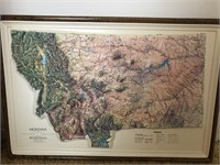 Lot of 2 framed Topographic Mapsâ€”Montana and