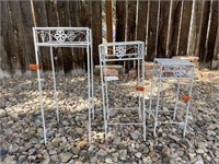 Large, medium and small square garden tables