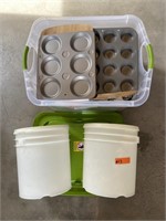 Lot of kitchenware pots, pans, containers and