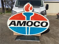 Large Original Amoco Double Sided Metal Sign