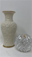 Lenox Cherry Blossom Vase w Pressed Crystal