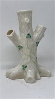 1970s Belleek Tree Trunk Vase Irish Porcelain