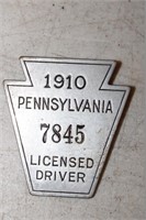 Vintage PA Driver's Licenses Badges