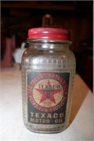 Texaco oil jar with cover