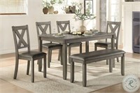 Home Elegance Table, Bench & 4 Chairs 5693 Grey