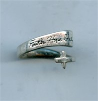 Sterling Ring s7 Faith Hope Love Adjustable