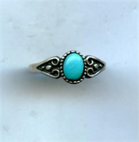 Sterling Ring s7 Turquoise Oval