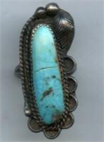Sterling Ring s7 Turquoise Large 1.75" acrss