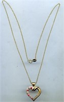 Sterling Gold Tone Heart Necklace 18"