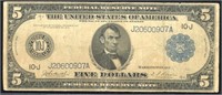 1914 LARGE US $5 DOLLAR  BANK NOTE