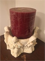 Heavy Nativity Candle Holder and Three Wick Candle