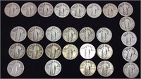 28 SILVER STANDING LIBERTY QUARTERS, (16)