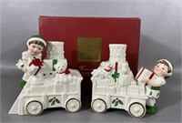 Lenox For The Holidays Toy Train Candlestick Pair