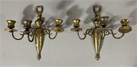 Two Brass Candlestick Sconces