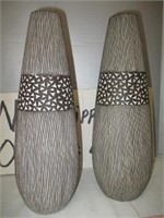 Pait of Textured Ceramic Contemporary Vases