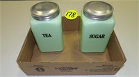 Green Jadite Tea and Sugar Canisters