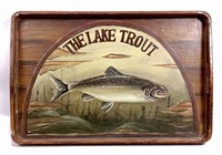 Folk art tray, "The Lake Trout," 11.75" x 17.75"