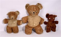 3 Teddy bears - (need some care) 4" x 10" long /