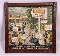 Cellophane ad - jigsaw in etched frame, 9.25" sq.