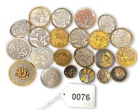 Antique Metal Collection of Unique Buttons Scene
