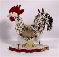 Folk art rooster,sewing bird, pin cushions on body