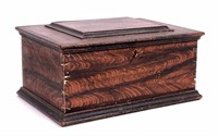 Dovetailed box, burl mahogany, grain painted,