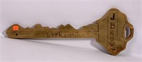 Folk Art key - J. Brown Locksmith, 21" long, 2.25"
