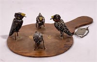Paddle Bird game - Folk Art - hand painted birds,