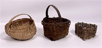 Baskets: Miniature oak basket,1/8" splints, bustle