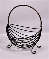 Iron melon basket, brass handle, 8.5" long,8" wide
